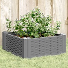 vidaXL Jardinieră grădină cu țăruși, gri deschis, 42,5x42,5x28,5 cm PP