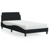 VidaXL Pat cu saltea, Dover, negru, 100x200 cm, textil 3208346
