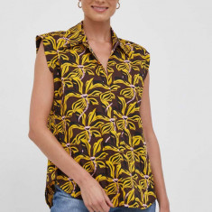 United Colors of Benetton bluza din bumbac femei, culoarea galben, modelator