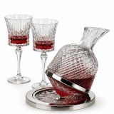 Set Decantor de vin Rotativ, ergonomic, imprimeu modern, accesorii incluse, 2 pahare, suport, argintiu, 1500 ml