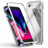 Husa metalica Apple iPhone 8 Total Protect GloMax Argintiu spate sticla folie