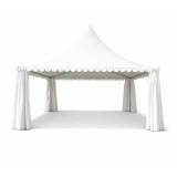 Cort evenimente pavilion tip pagoda 6x6m, alb impermeabil UV, acoperis PVC 950g/m2, cadru aluminiu 64x64x3mm