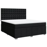 Cumpara ieftin Pat box spring cu saltea, negru, 180x200 cm, catifea