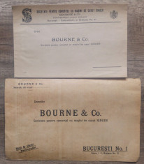 Lot 2 plicuri Bourne &amp;amp; Co., Societate pentru comertul cu masini de cusut Singer foto