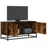 VidaXL Dulap TV stejar fumuriu, 80x34,5x40 cm, lemn prelucrat și metal
