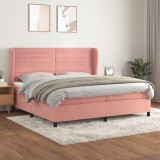 VidaXL Pat box spring cu saltea, roz, 200x200 cm, catifea 3129296