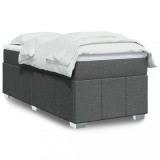 VidaXL Pat box spring cu saltea, gri &icirc;nchis, 90x190 cm, textil
