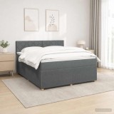 Cumpara ieftin Pat boxspring cu saltea Gri inchis 160 x 200 cm Tesatura
