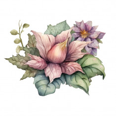 Sticker decorativ, Floare, Dragon, Roz, 60 cm, 1207STK-4