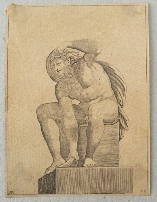 Adamo Scultori &quot;Studiu dupa Michelangelo&quot; gravura cca 1547-1587