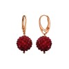 Cercei argint 925 placati aur roz, agat rubiniu fatetat, 3cm, Diva, Made in Italy, saculet catifea inclus