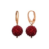Cumpara ieftin Cercei argint 925 placati aur roz, agat rubiniu fatetat, 3cm, Diva, Made in Italy, saculet catifea inclus