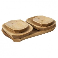 Set 5 platouri lemn pentru servire 37x23x2.5cm Zilan 1464