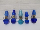 Lichidare colectie !!! LOT 5 LAMPI micute din STICLA cu petrol / gaz lampant
