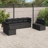 Cumpara ieftin Gossi set mobilier de gradina cu perne, 8 piese, negru, poliratan