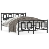 Gossi cadru pat metalic cu tablie de cap/picioare, negru, 135x190 cm