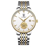 Cumpara ieftin Ceas barbatesc Poedagar CS1770, automatic, otel inoxidabil, argintiu-auriu, cadran alb