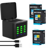 Set 3 acumulatori 1780mAh + incarcator triplu USB-C camera GoPro Hero 9 10 11 12