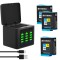 Set 3 acumulatori 1780mAh + incarcator triplu USB-C camera GoPro Hero 9 10 11 12