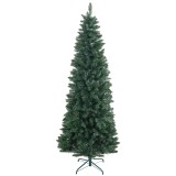 HOMCOM Brad Artificial de Crăciun cu 687 Ramuri, Brad de Crăciun &Icirc;nalt și &Icirc;ngust cu Bază Pliabilă, &Oslash;75x210 cm, Verde | Aosom Romania