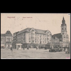 Carte poștală veche Oradea &ndash; Szent L&aacute;szl&oacute;-t&eacute;r (Piata Szantul Ladislau) &ndash; 1915