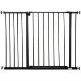 PawHut Poarta pentru Caine Extensibila cu Deschidere Ampla, Poarta de Siguranta din Otel si Plastic cu Suruburi Incluse, 76-107x76 cm, Negru