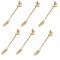 Set 6 furculite Pufo Leaf pentru desert, fructe, otel, maner in forma de frunzulita, auriu, 13 cm