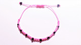 Bratara tip shamballa roz neon cu margele negre