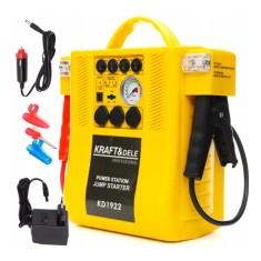 Robot de pornire auto multifunctional, baterie incorporata 17Ah, compresor auto 20 bari, priza 12V, lampa, Kraft