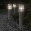 Lampă exterioară de podea cu priză, argintiu, 60 cm, oțel inox