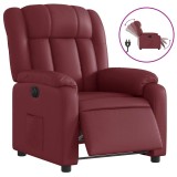 Cumpara ieftin Fotoliu rabatabil electric, rosu vin, piele ecologica