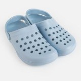 Saboti pentru femei, culoare bleu ciel, talpa joasa, cu bareta pentru calcai, CMCLASS