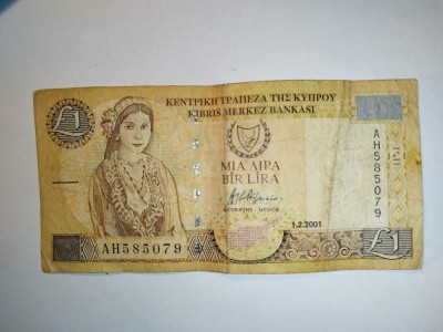 bnk bn Cipru 1 lira 2001 circul;ata foto