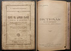 1927 Curs MANUAL de LIMBA GREACA VECHE si DICTIONAR ELIN-ROMAN. 364 pag Exercitii si Gramatica Dr. Constantin Gheorghian Lb. Elina Cernauti Cartonata foto