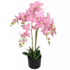 Plantă Artificială Orhidee Cu Ghiveci 75 cm Roz 244426