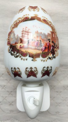 Veioza / lumină de noapte - Limoges - Ou - poleit cu aur + pictat manual foto