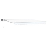 vidaXL Marchiză retractabilă manuală pentru terasă, cu LED-uri, albă, 4x3m