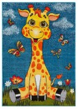 Cumpara ieftin Covor Camera Copii Model Girafa 11112-140, Marime 80 x 150 cm, Multicolor, Inaltime Fir 9 mm, Antialergic, Polipropilena, Gradinita, Cresa, Loc de Joa, KOLIBRI
