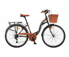 Bicicleta City UMIT Alanya , culoare negru/maro , roata 24&amp;quot; , OtelPB Cod:241000000 foto