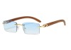 Ochelari de Soare cu brate din bambus Albastri tip Ray Ban Gucci Prada, Plastic, Albastru