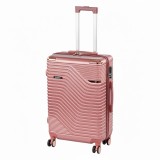 Valiză medie Leziter TraveLux Urban, roz somon, 68x45x25 cm, ABS rigid, 60L, 4 roti duble rotative