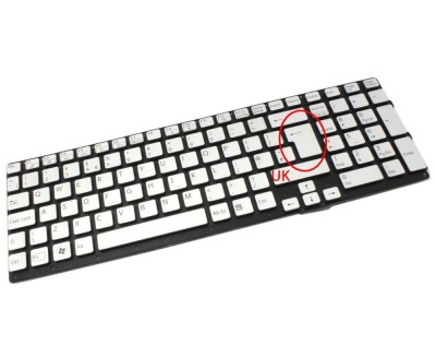Tastatura Sony Argintie Vaio VPCSE1E1E layout UK fara rama enter mare, Vaio VPCSE29FJ B layout UK fara rama foto