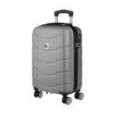 Valiză troler gri metalizat cu dungi reliefate, 58L, 4 roți, CMCLASS