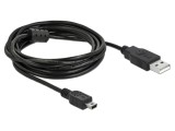 Cablu; USB 2.0; USB A mufă,USB B mini mufă; 3m; negru; 480Mbps