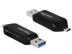 Cititor de carduri Micro USB OTG + USB 3.0, Delock 91734