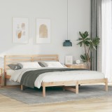 VidaXL Cadru de pat cu headboard Maro 160 x 210 cm Lemn de brad solid