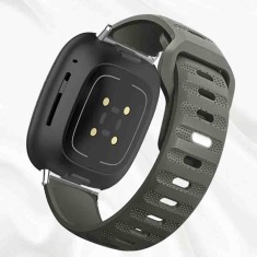 Curea din silicon compatibila cu Fitbit Versa, Telescoape QR, 22mm, Chrome Gray
