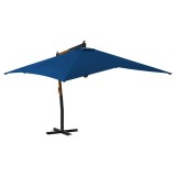 Umbrela Gradina Consola Lemn 4x3m Albastru Azur Protectie UV Impermeabila