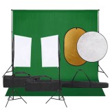 vidaXL Set studio foto cu lumină, fundal și reflector 3094755