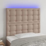 Cumpara ieftin Tăblie de pat cu LED cappuccino 90x5x118/128cm, piele ecologică
